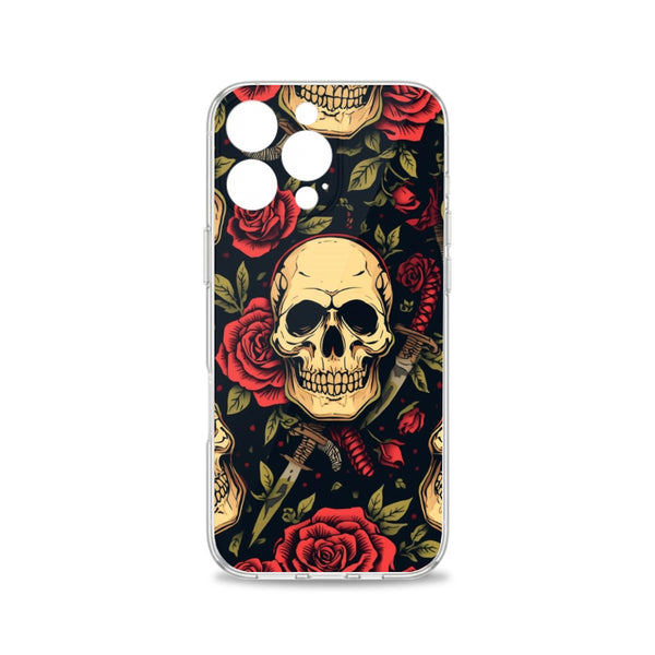 Skull And Red Roses iPhone 16 Series Mobile Phone Case