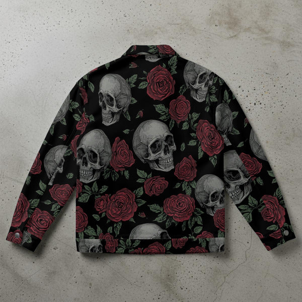 Women's Skulls And Roses Collared Button Down Jacket