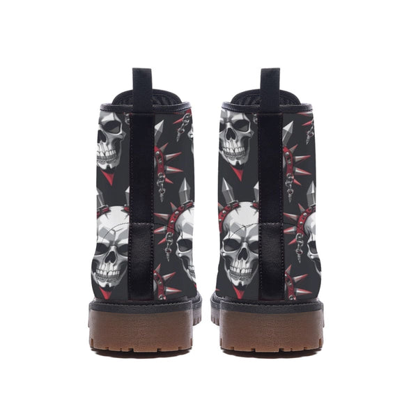 Men's Skulls With Goth Spikes & Chains Martin Short Boots