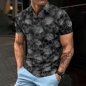 The Nocturnal Skull Motif Men's Polo Shirt – Everything Skull