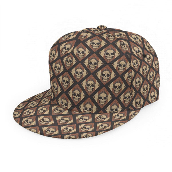 Skulls In Diamond Pattern Baseball Cap With Flat Brim