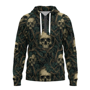 Men's Vines Interrwined With Skulls Fleece Half-Zip Hoodie With