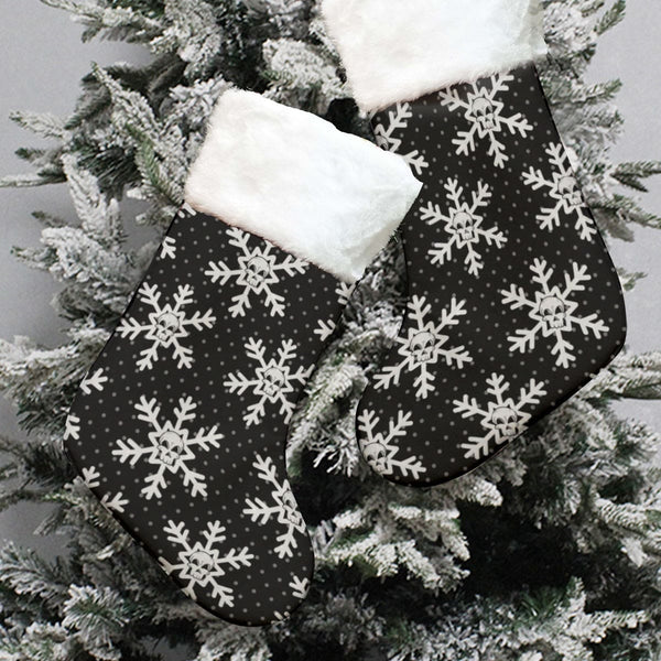 Skull Snowflakes Christmas Stocking With Plush Cuff