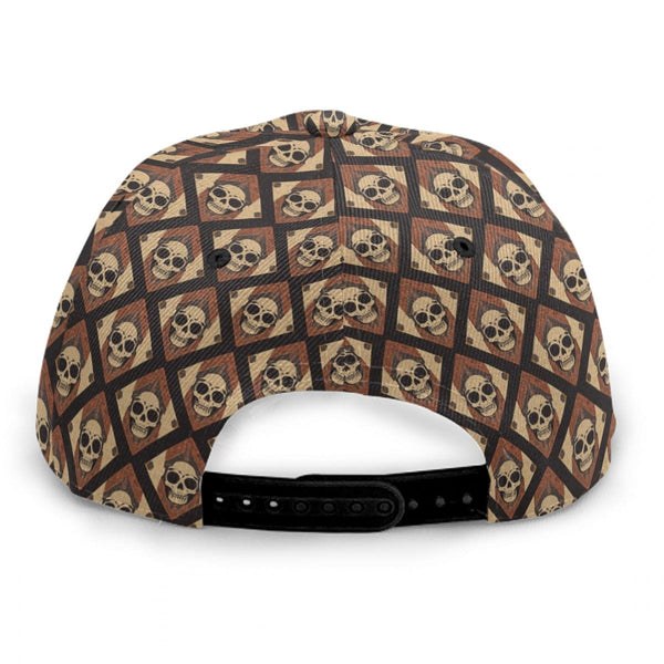 Skulls In Diamond Pattern Baseball Cap With Flat Brim
