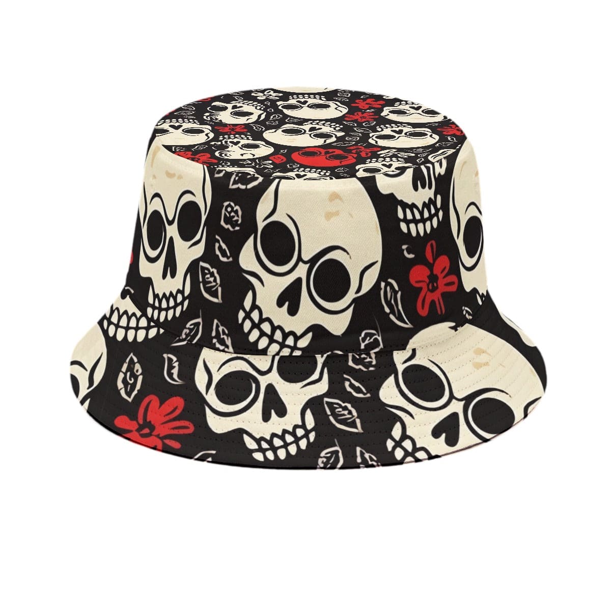 Skulls With Red Small Bucket Hat – Everything Skull Clothing  display picture 1