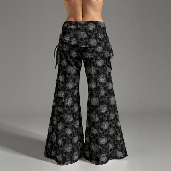 Women's Dark Skulls High Waist Wide Leg Pants