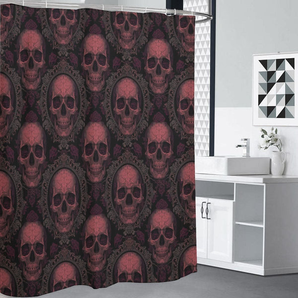 Crimson Skull Shower Curtain – Gothic Bathroom Statement