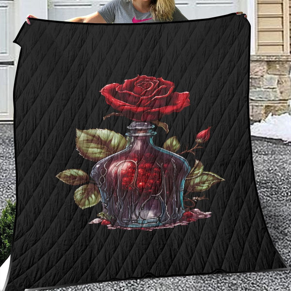 Gothic Red Rose Lightweight & Breathable Quilt With Edge-wrapping Strips