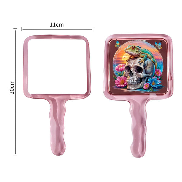 Skull Lizard Tropical Handheld Makeup Mirror