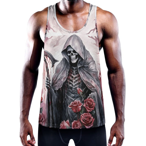 Men's Skull Grim Reaper Y-Back Muscle Tank Top