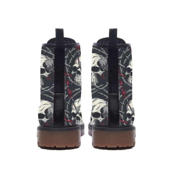 Men's Skulls With Red Barbwire Martin Short Boots