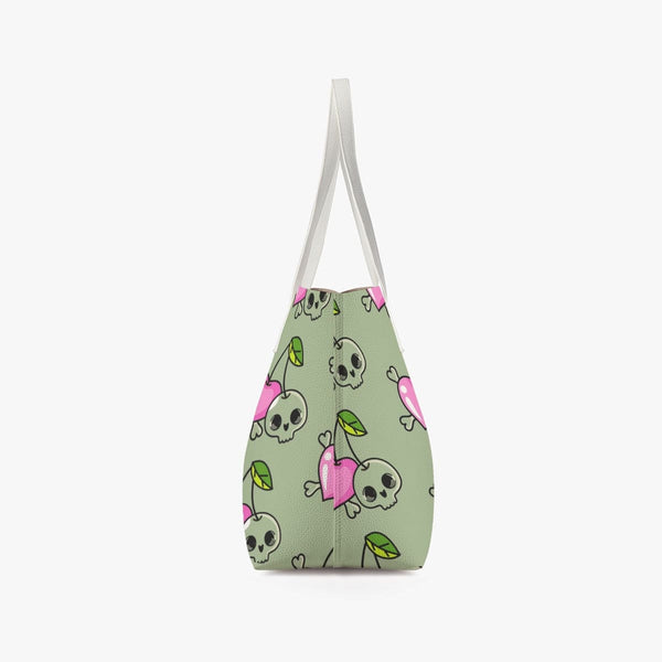 Skull Cherry Hearts Tote Bag
