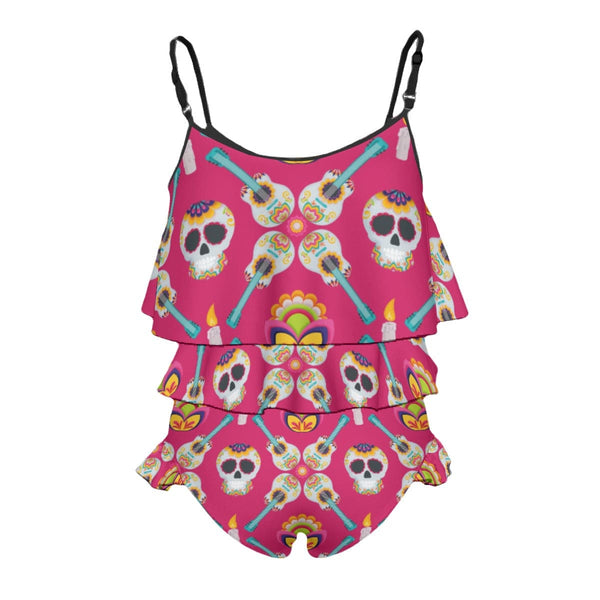 Mexican Skulls Pink Kid's Swimsuit