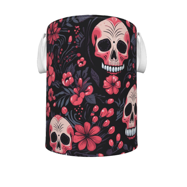 Pink gloral Skulls Foldable Laundry Basket