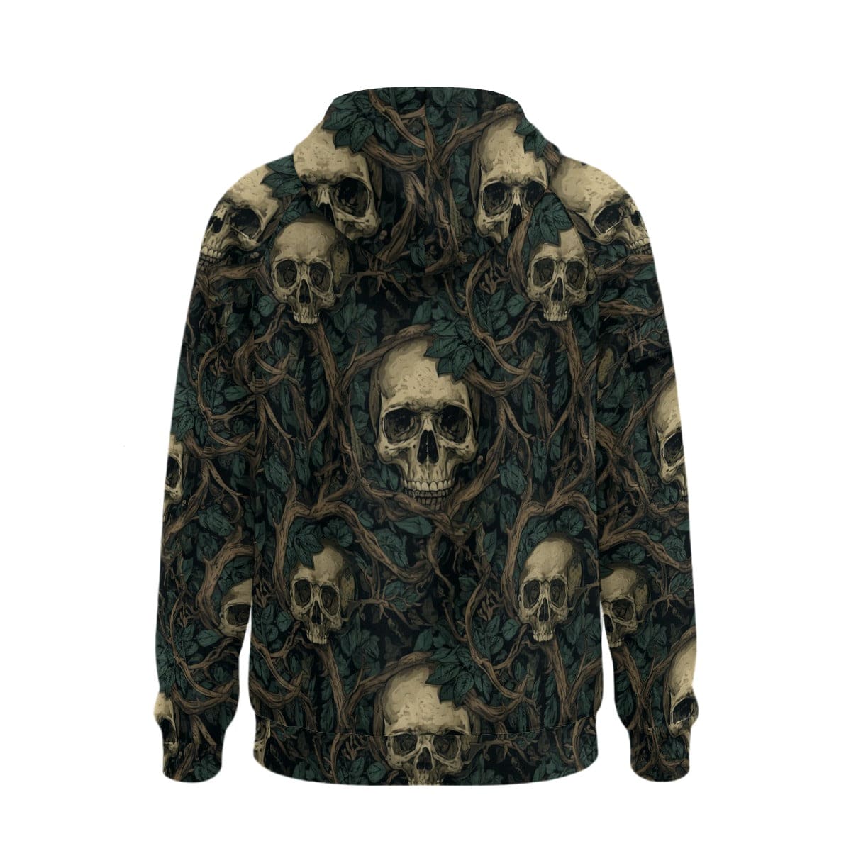 Men's Vines Interrwined With Skulls Fleece Half-Zip Hoodie With