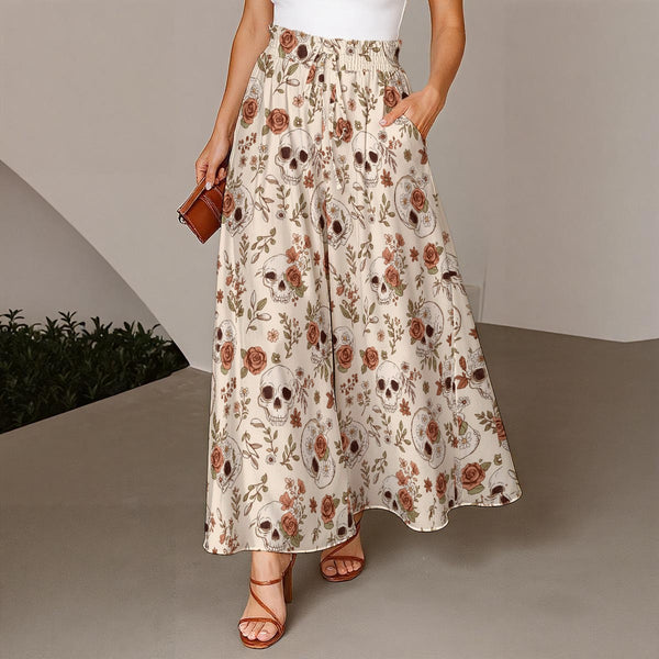 Shadowflare Skull Ruffle Wide-Leg Pants