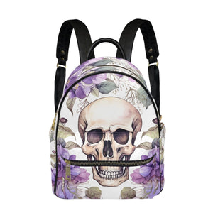 Purple Floral Skull Small Size Backpack