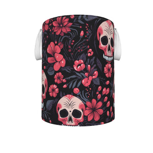 Pink gloral Skulls Foldable Laundry Basket