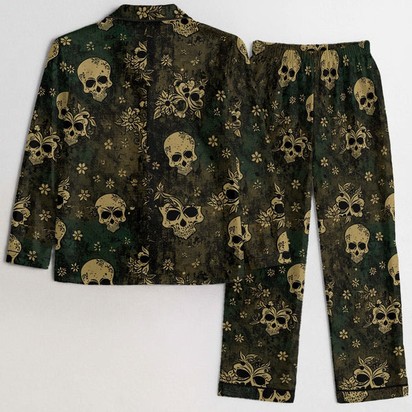 Women's Dark Skulls Satin Pajama Set