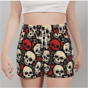 Women's Red And White Casual Shorts