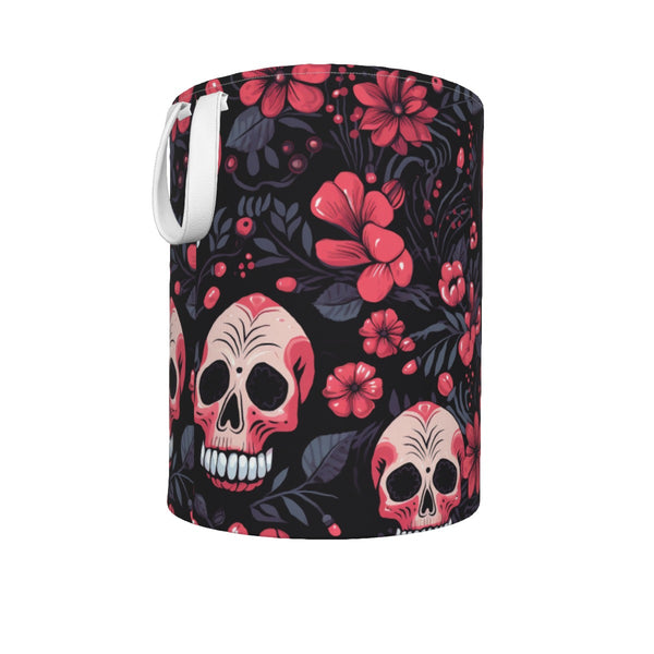 Pink gloral Skulls Foldable Laundry Basket