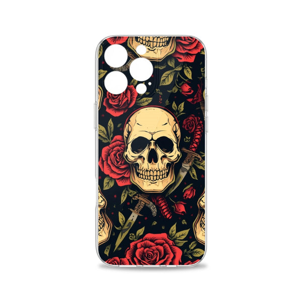 Skull And Red Roses iPhone 16 Series Mobile Phone Case