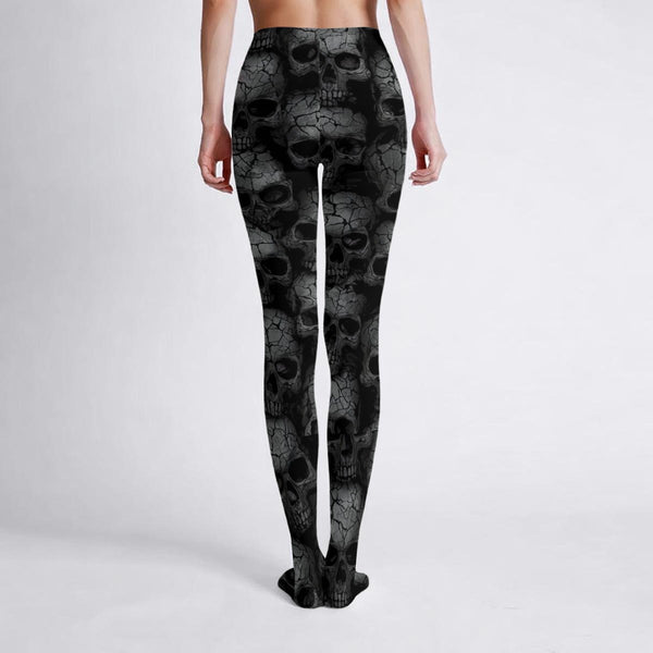 Midnight Skull High-Stretch Pantyhose – Edgy Gothic Skull Tights