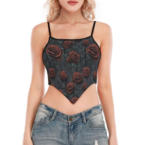 Women's Gothic Red Roses Cami Tube Top