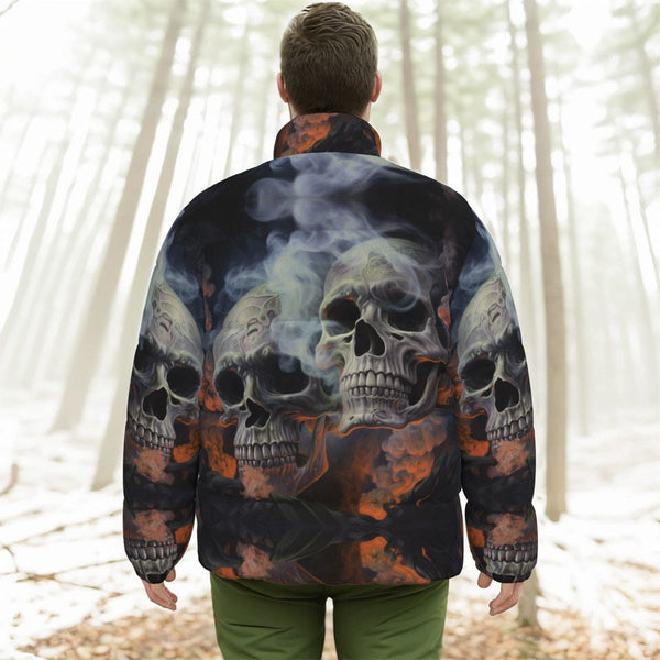 Men's Smoking Skulls Stand-up Collar Down Jacket