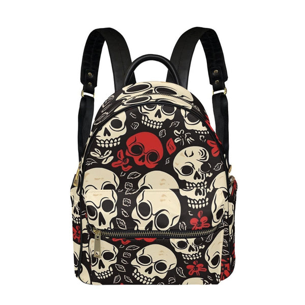 White Red Skulls Small Size Backpack