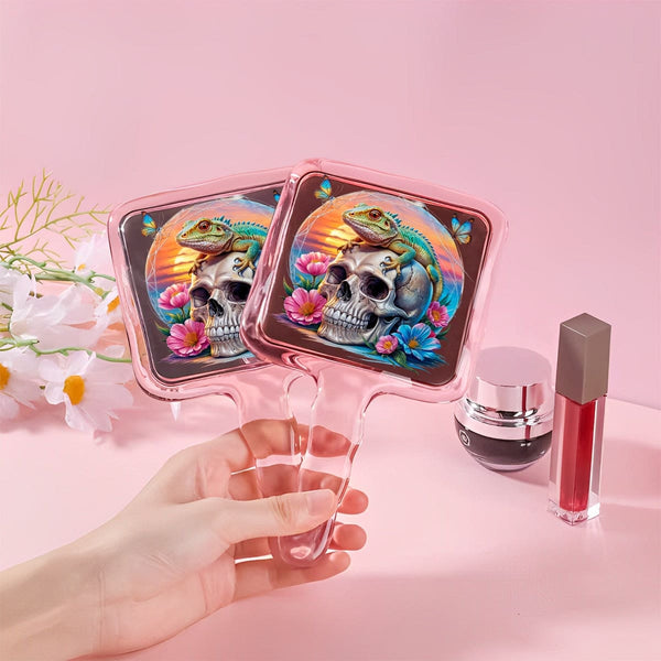 Skull Lizard Tropical Handheld Makeup Mirror