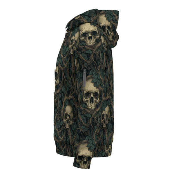 Men’s Vines Interrwined With Skulls Fleece Half-Zip Hoodie With Arm Pockets