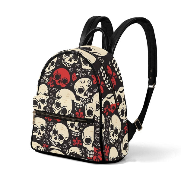 White Red Skulls Small Size Backpack