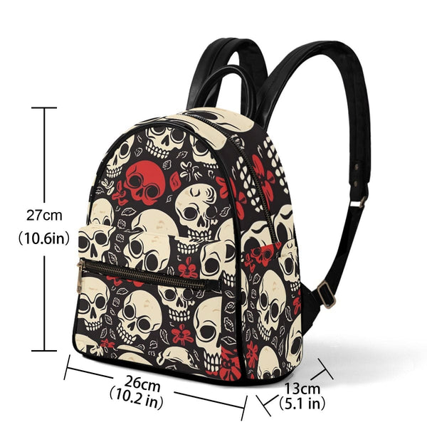 White Red Skulls Small Size Backpack