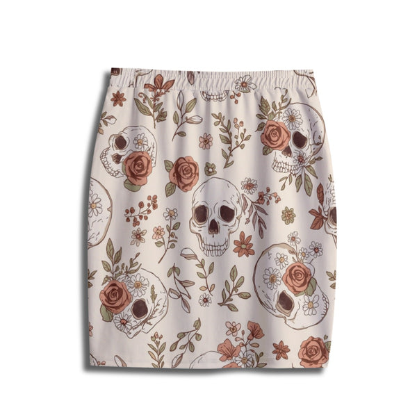 The Sandstorm Skull Floral Hip-Wrap Pencil Skirt