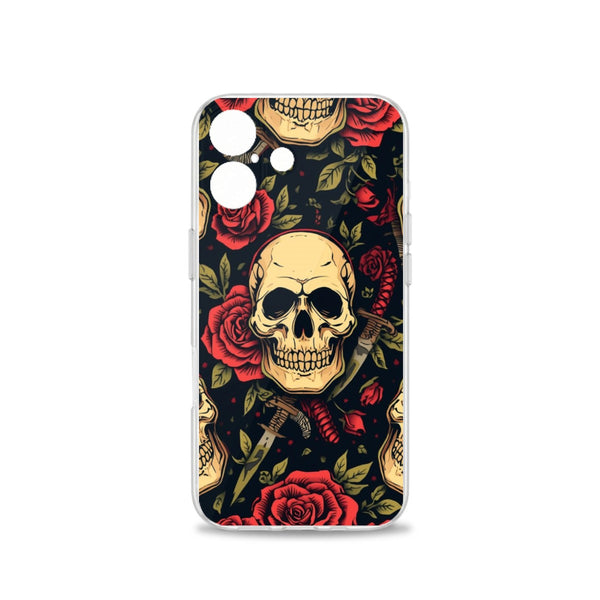 Skull And Red Roses iPhone 16 Series Mobile Phone Case