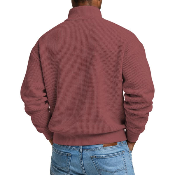 "Final Bloom" Men’s Skull & Roses Waffle Knit Half-Zip