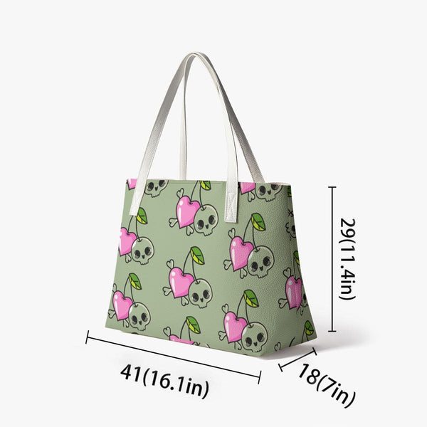 Skull Cherry Hearts Tote Bag