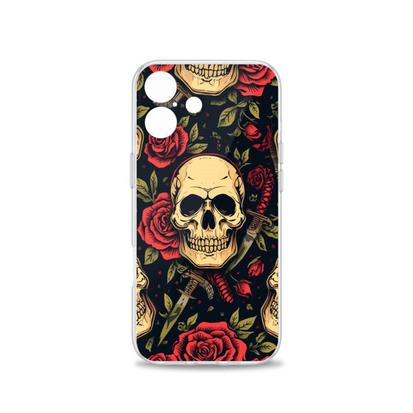 Skull And Red Roses iPhone 16 Series Mobile Phone Case