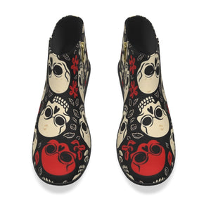 Women's Red White Skulls Fashion Boots