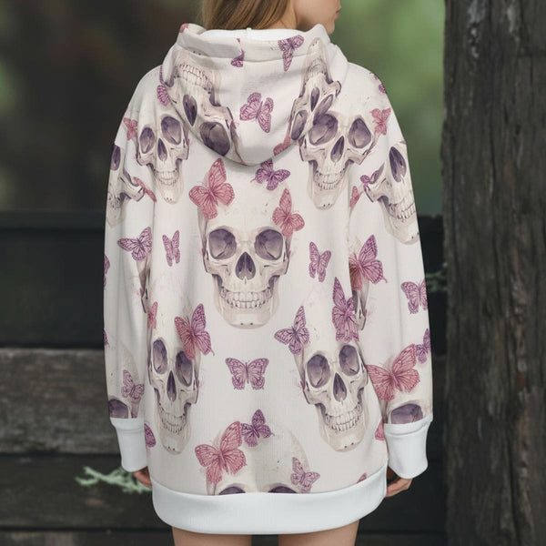 Women's Skulls & Butterflies Knitted Hooded Jacket
