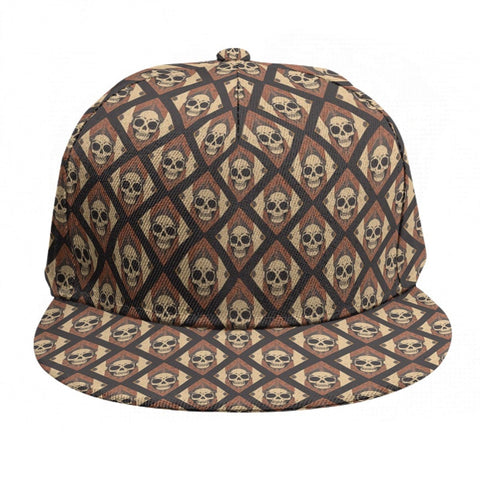 Skulls In Diamond Pattern Baseball Cap With Flat Brim
