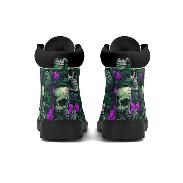 Womens Skulls Black Outsole Leather All Season Boots