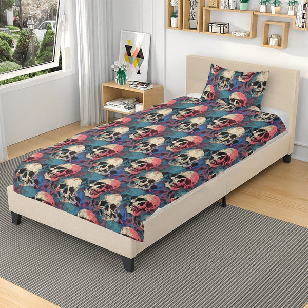 Black Skulls 3 Pcs Bedding Set