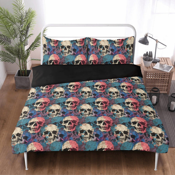 Black Skulls 3 Pcs Bedding Set