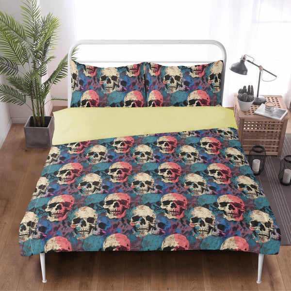 Black Skulls 3 Pcs Bedding Set