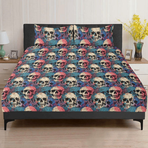 Black Skulls 3 Pcs Bedding Set