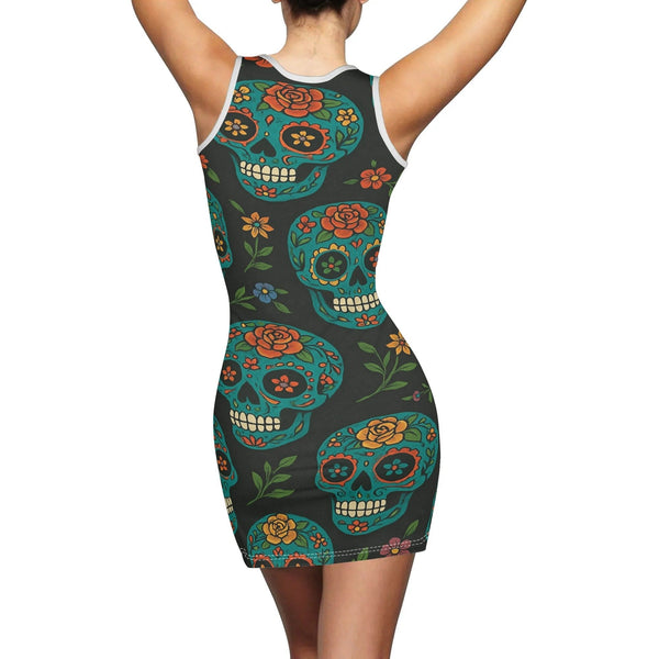 Womens Floral Skulls Bodycon Dress