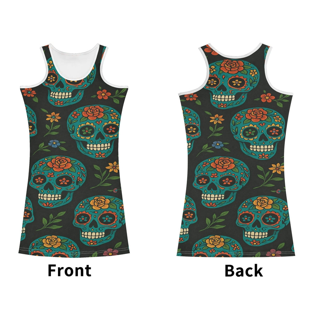 Womens Floral Skulls Bodycon Dress XL Womens Floral Skulls Bodycon Dress XL