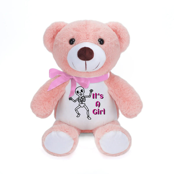 Skull Its A Girl Stuffed Bear Blue or Kahki